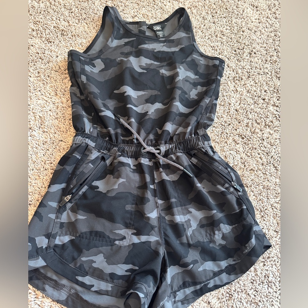 Athleta girl black camo romper